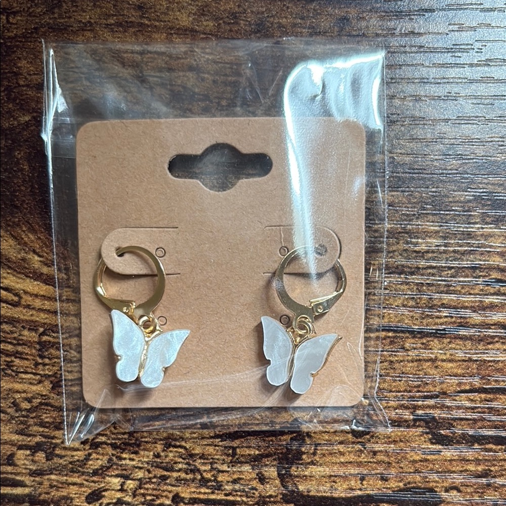 Gold and Silver Butterfly Earrings